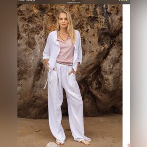 Nina Kendosa Linen Blend Pants in White pants